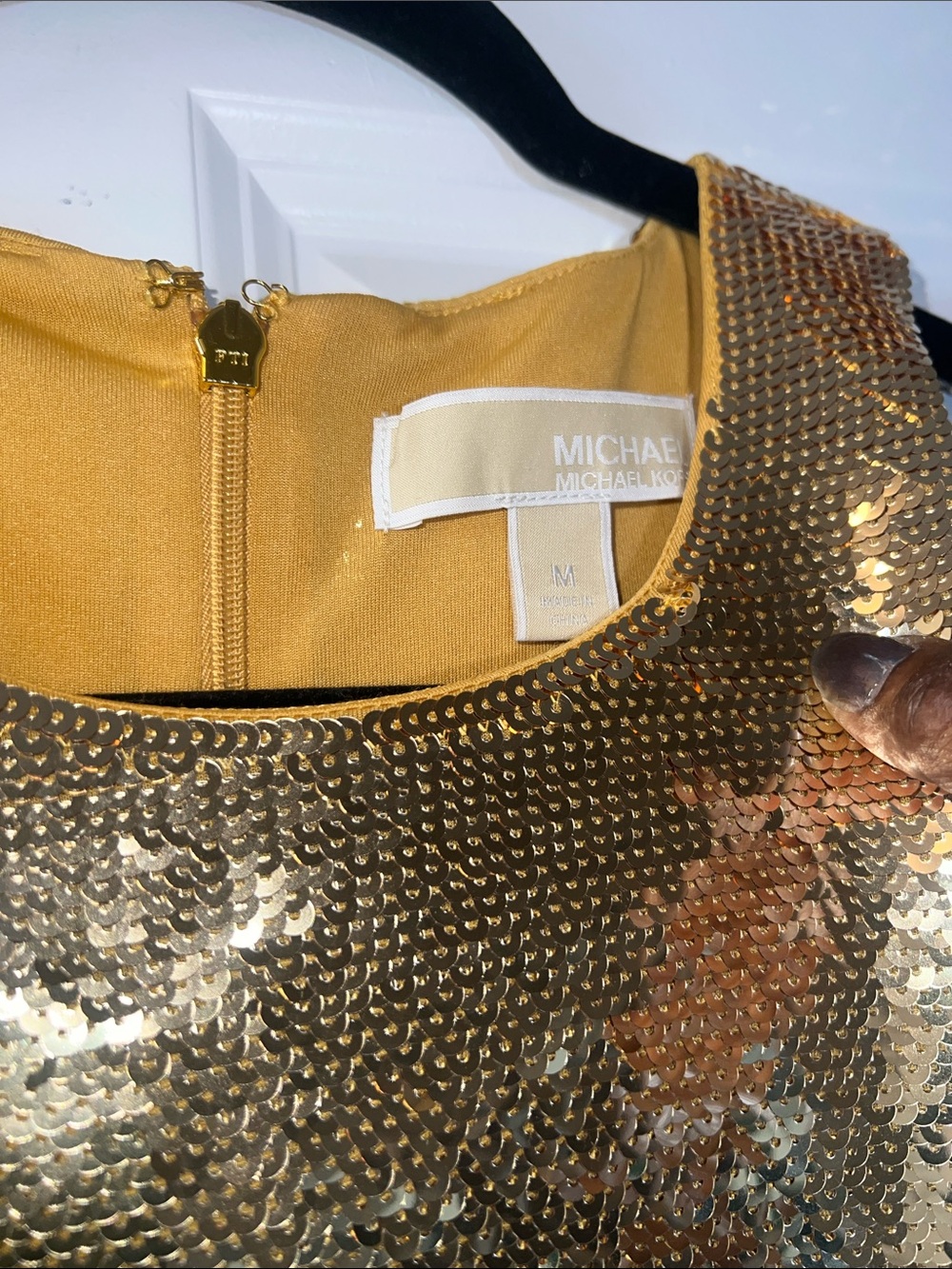 Michael Kors Gold Sequin Sleeveless Shift Dress - Picture 2 of 6